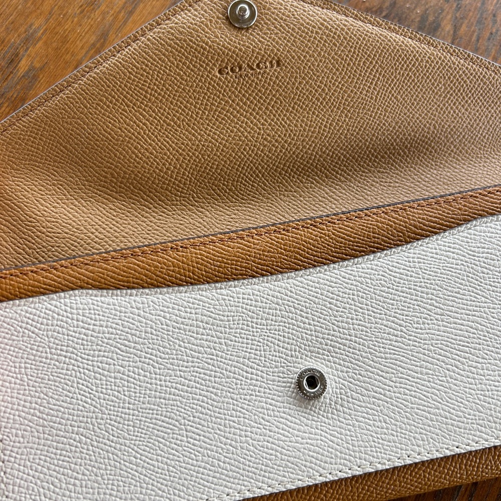 Coach Tan Camel and Cream Colorblock Envelope Slim Wallet - Picture 4 of 6